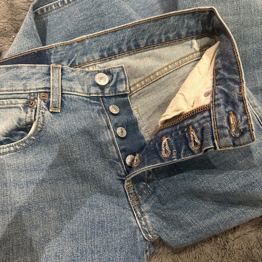 ReDone Light Blue Straight Leg Jeans Distressed Denim size 24 XS NWOT tailored - Picture 7 of 10